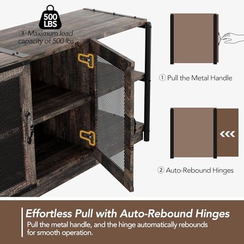 Rustic Oak Farmhouse TV Stand for 65/75-inch TVs - 63 Inch Console with Storage