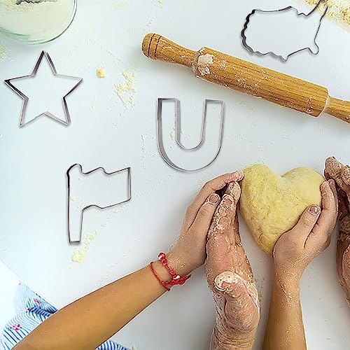 Hying 6pc Patriotic Cookie Cutter Set – USA Map, Flag, Star & Letter Shapes