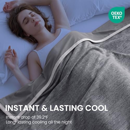 Topcee Grey King Size Cooling Blanket 90x108 for Hot Sleepers Summer Bed Cover