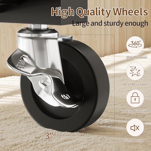 Heavy Duty Clothes Rack with Lockable Wheels - 600 LBS Capacity, Black + Silver