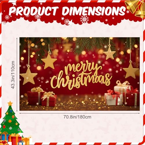 LEIWEIHOPE Christmas Backdrop Banner 71x43 Inch Snowman Santa Nativity Xmas Decoration (20)