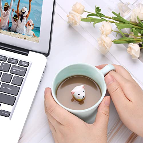 Jeuhoue Celadon Polar Bear Ceramic Mug with Hidden 3D Animal, 8oz