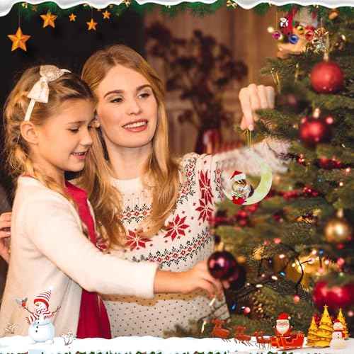 Animals Sitting On The Moon Ornaments for Christmas Tree - Acrylic Chipmunk Christmas Ornament - Christmas Tree Decorations Ornaments - Xmas New Year Gifts