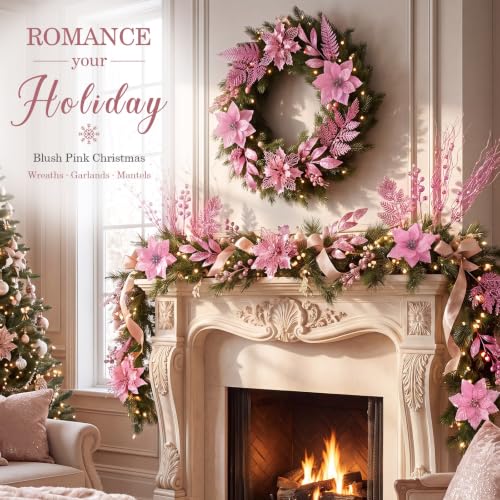 52 Pcs Christmas Picks and Sprays Artificial Floral Pick, Pink