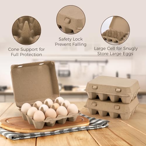 50Pcs Reusable Egg Cartons 3x4 Style Paper Pulp Egg Trays - Farm & Home Use