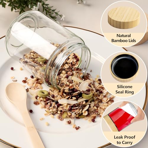 16oz Airtight Glass Food Storage Containers with Bamboo Lids - Pack of 12