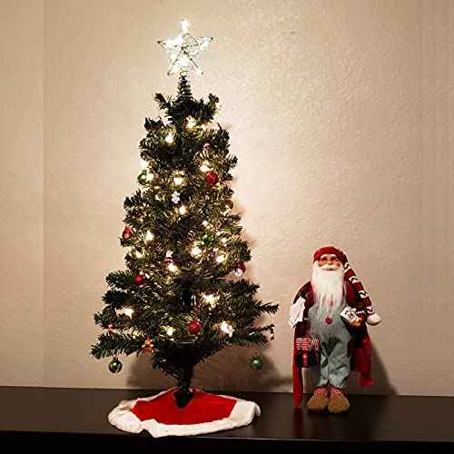 Small Christmas Tree Skirt, 11inch Red Plush Tree Skirt for Mini Christmas Tree Above The Fireplace, Table Candlestick Decorations, New Year Holiday Ornaments