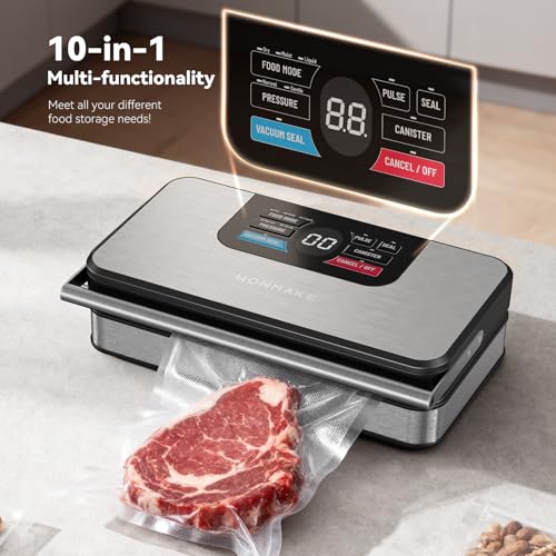 WONMAKE Silver 95kPa Food Vacuum Sealer Machine 10-in-1