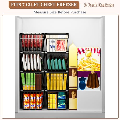 Black 4 Pack Freezer Organizer Bins - Leak-Proof, Stackable, Heavy-Duty