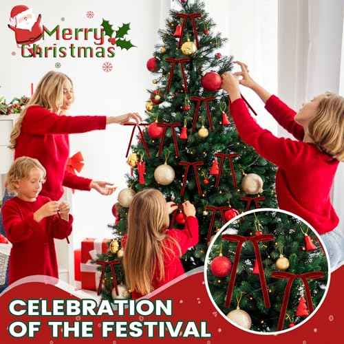 50 Pcs Velvet Christmas Bows for Christmas Tree, 3/8 Inch Width Velvet Christmas Bows, Velvet Ribbon Wreath Bows for Christmas Tree Home Decor Indoor Outdoor Decoration (Burgundy Red)