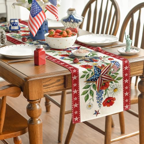 Artoid Mode 13 x 72 Inch American Flag Table Runner – 210 GSM, Beige