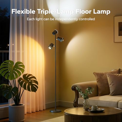 SIBRILLE 36W LED Tree Floor Lamp with Remote - Deep Black