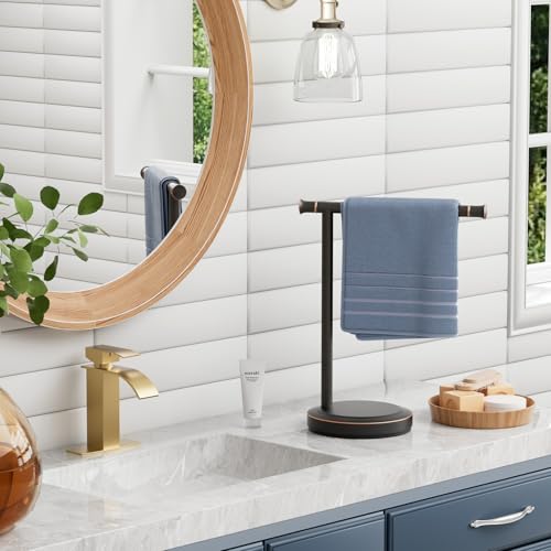 Hoimpro Hand Towel Holder Stand Bathroom Towel Rack Bronze Oil Rubbed Finish