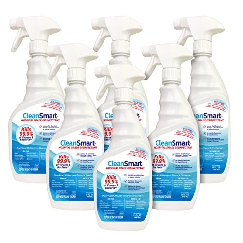 CleanSmart Hospital Disinfectant Spray 23 oz Pack of 6 - Hypochlorous Acid, EPA Registered, Fume-Free, Eco-Friendly