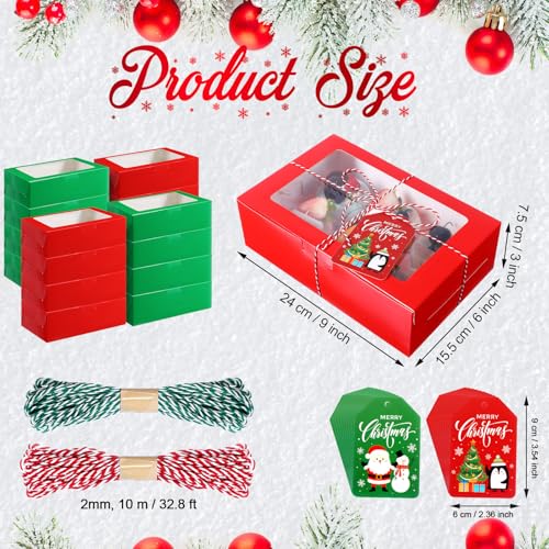 Maxcheck 50 Pack Large Christmas Cookie Gift Boxes with Window, 9x6x3 Inch