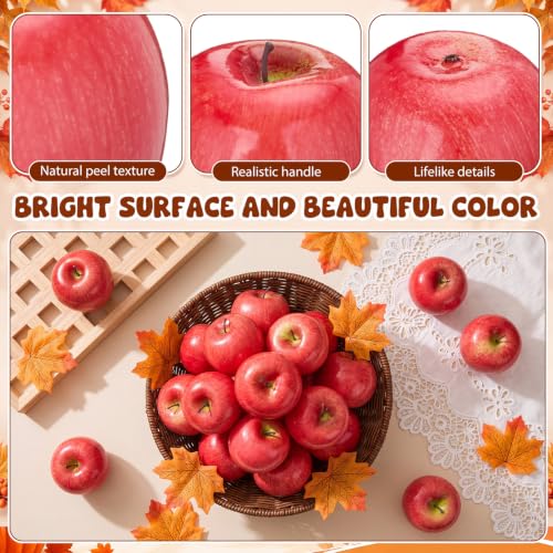 Artificial Red Apples Decor - 12 Fake Plastic Fruit for Home & Event Decoration