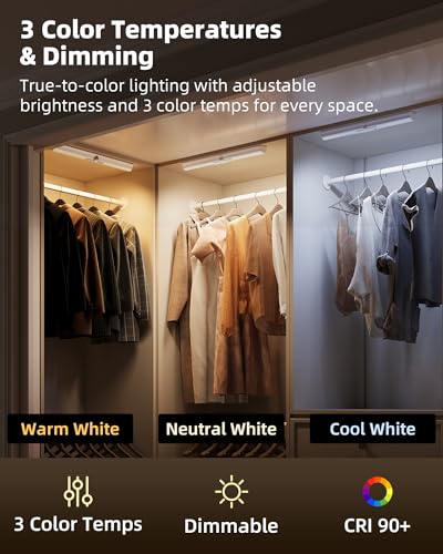 EZVALO 17-Inch Motion Sensor Closet Lights 3 Modes Rechargeable Battery