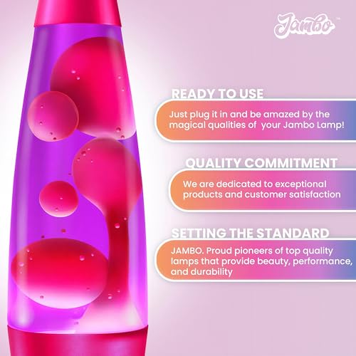 JAMBO 16-Inch Purple Liquid Motion Night Light with Pink Wax & Pink Base - Relaxing Home Decor Lamp for Adults Kids Teens