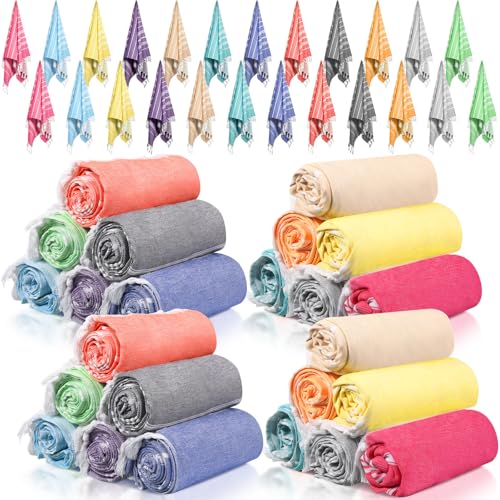 SmoothNovelty 24 Pcs Turkish Beach Towel 30 x 60 Inch Extra Large