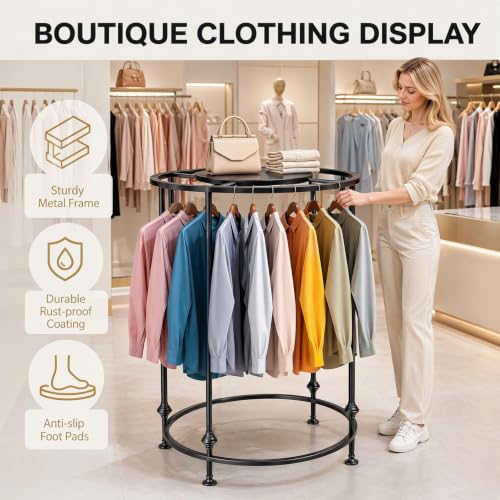 KUCKGO Black Round Garment Rack - Heavy Duty Clothing Display Stand