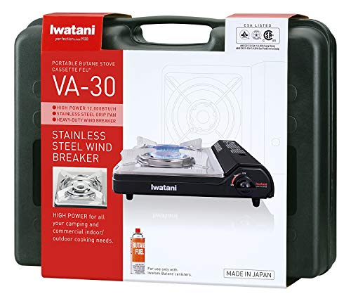 Iwatani Cassette Feu Butane Camp Stove Black - Portable 12K BTU Outdoor Cooker
