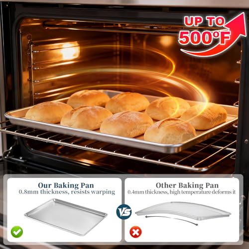 Bastwe 6 Pack Full Size Commercial Aluminum Baking Sheets 26x18 Inch
