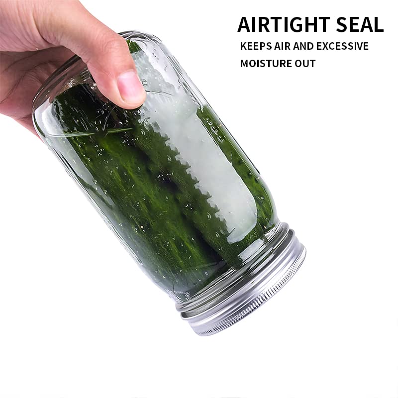Wide Mouth Mason Jars 32 oz Set of 12 with Airtight Lids for Canning & Preservation