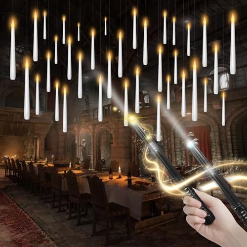 Kakoya White Flameless Floating Candles with Wand Remote - 36 Pcs Halloween Decor