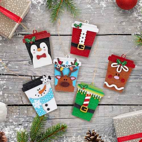 6 Pcs Christmas Card Holder Gift Wooden Snowman Santa Penguin Money and Gift Card Sleeves Christmas Cash Holders Ornament Xmas Decors for Home Tree Winter Holiday