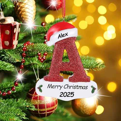 Personalized 26 Letters Ornaments for Christmas Tree 2025, Custom Christmas Ornament with Family Member's Names 3D Resin Xmas Hanging Pendant Original Gifts for Family Friends£¨A