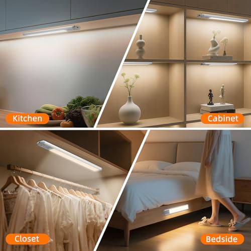 Wireless Under Cabinet Lighting 15 Inch Motion Sensor Light 3 Pack - Silver