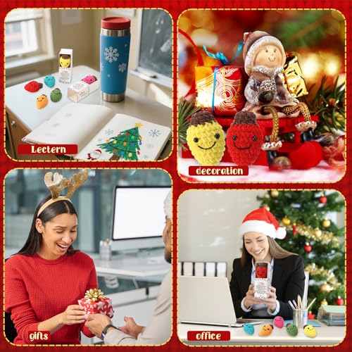 Soulchen 12 Set Christmas Teacher Gifts Crochet Light Bulb Dolls with Boxes