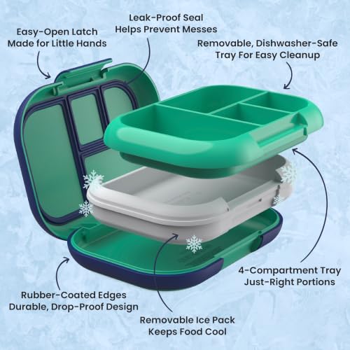 Bentgo Chill Kids 4-Compartment Leakproof Bento Lunch Box - Green/Navy