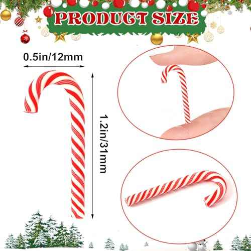 50pcs Mini Christmas Candy Cane for Crafts Fake Candy Decor Peppermint Ornaments Xmas Table Scatters Red and White Candy Vase Filler for Decorations Party Favors Supplies (31¡¿12mm)