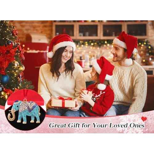 D24TIME Elephant Christmas Ornament - Metal Teal Ornament for Christmas Tree Friendship Sisterhood Elephant Ornaments for Women Kids Home Decorations Hanging Gifts