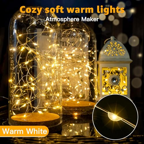 6 Pack Fairy Lights Battery Operated 7ft 20 LED Mini String Lights Twinkle Lights Silver Wire Firefly Starry Moon Lights for Mason Jars Wedding Party Christmas Centerpiece Table Decorations,Warm White