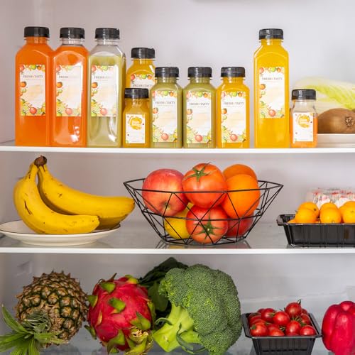 12oz Plastic Juice Bottles with Caps, Labels & Brush - 100 Pack