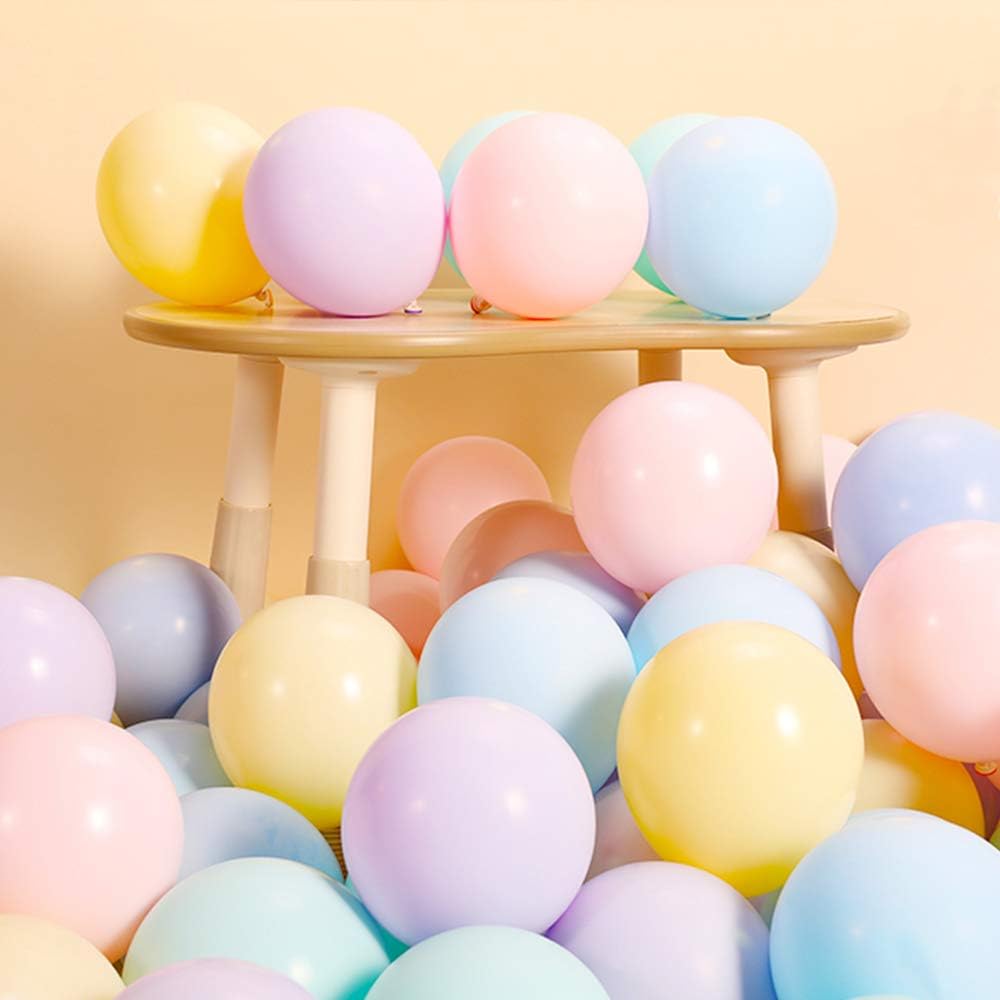 Skiennix 5-Inch Pastel Latex Balloons - 200 Pack Rainbow Macaron Candy Party Decorations