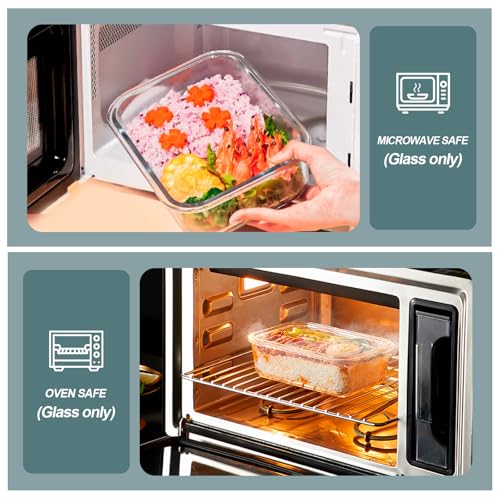 KOMUEE Gray 2-Compartment Glass Meal Prep Containers 30 oz 5 Pack