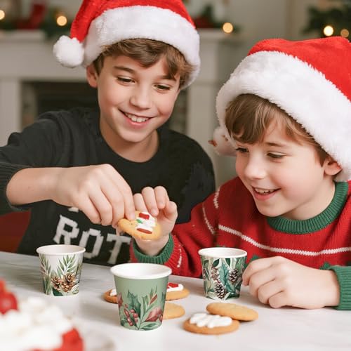 RUSPEPA Christmas Pinecone 3oz Paper Cups 100 Pack - Holiday Party Disposable Cups