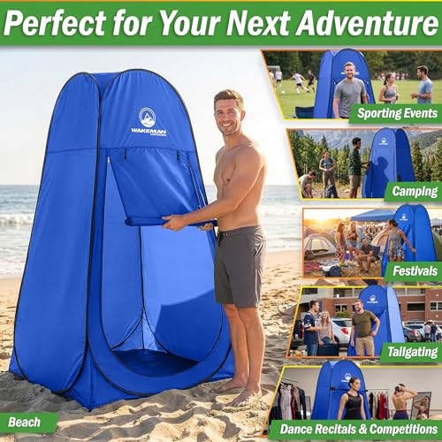 Blue Pop Up Changing Tent 3.3ft x 3.3ft x 6.2ft Camping Shower Privacy Shelter