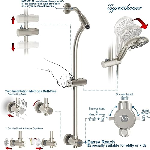 High Pressure Handheld/Rain 82-mode 3-way Shower Head Combo with