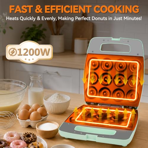 Aqua Baker's Friend Mini Donut Maker Machine - Makes 12 Delicious Mini Donuts