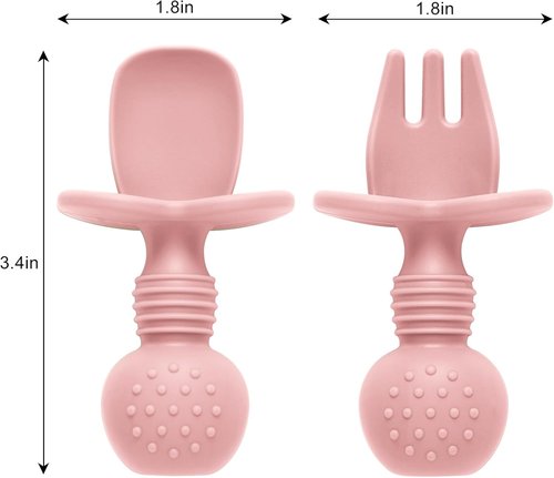 Eascrozn Baby Spoons & Forks Set - 6 Pack Silicone Utensils for Self-Feeding | BPA-Free, Dishwasher Safe