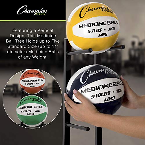 Champion Sports Medicine Ball Tree Storage Rack – Durable 5-Level Gym Organizer