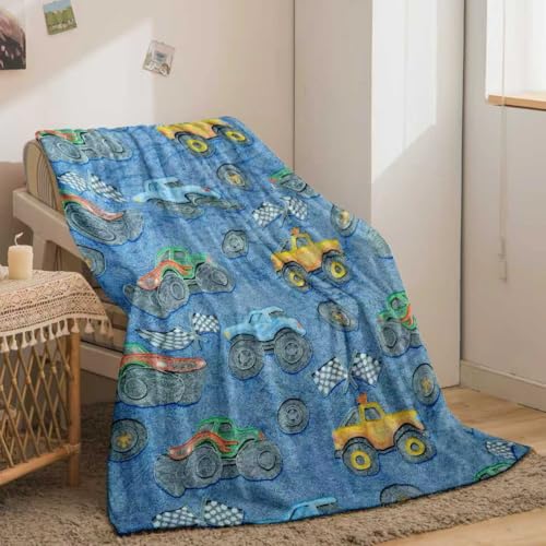 Boys Truck Car Toys Unique Gifts for Kids Glow in The Dark Blanket Cartoon Tractor Throw Blanket Soft Bed Blankets for Teens Child Toddler Halloween Christmas Decor 50"x60"