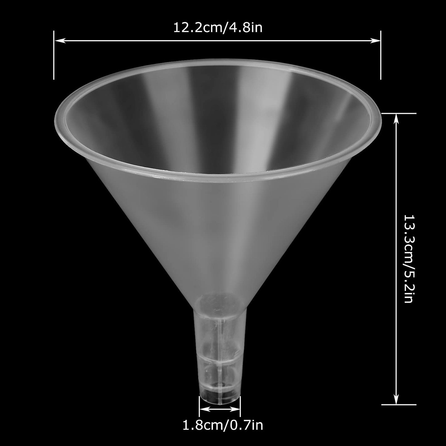 CYEAH 20 Pack Clear Plastic Funnels, 4.7 Inch Wide Mouth Funnels for Filling Bottles, Reusable Liquid Transfer Funnels for Oil, Spices, Powder, Lotion, Crafts, Lab, Kitchen and Bulk Use