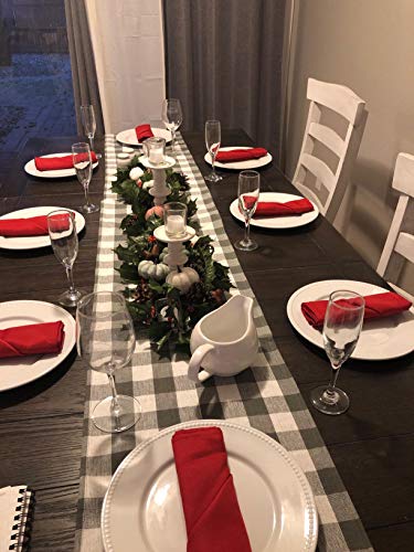 Grey & White Buffalo Check 14x48 Inch Table Runner - 100% Cotton, Home·FSN