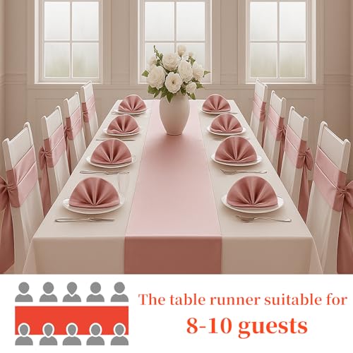 Q&J Fabric Co. Rose Gold Satin Table Runners 2-Pack, 12x108 Inches for Weddings & Events