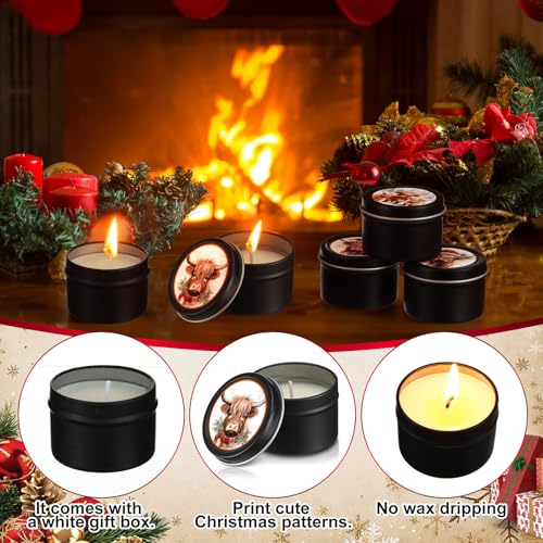 Nuanchu Highland Cattle 24-Pack Christmas Scented Candles Gift Set 2oz